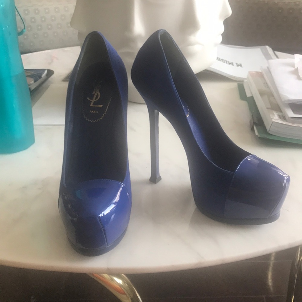 100 % Authentic YSL patent toe and suede pumps